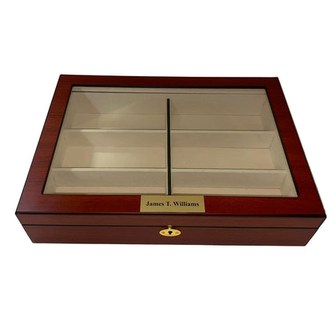 TIMELYBUYS 12 Piece Chocolate Brown Leatherette Men's Watch Box Display Case Collection Jewelry Box Storage Glass Top WatchCa