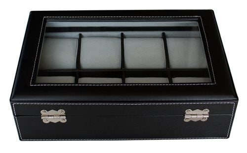 PRE-SALE 8 WATCH BLACK LEATHERETTE WATCH DISPLAY CASE FOR OVERSIZED WATCHES
