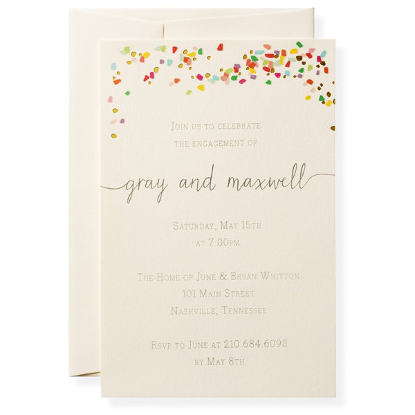 Karen Adams Box of 10 Printable Invitations with Envelopes - Confetti