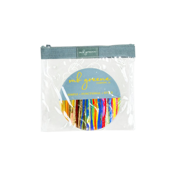 MB Greene 2 Piece Matching Mirror and Grey Airline Zip TSA Compliant Travel Bag Toiletry Organizer