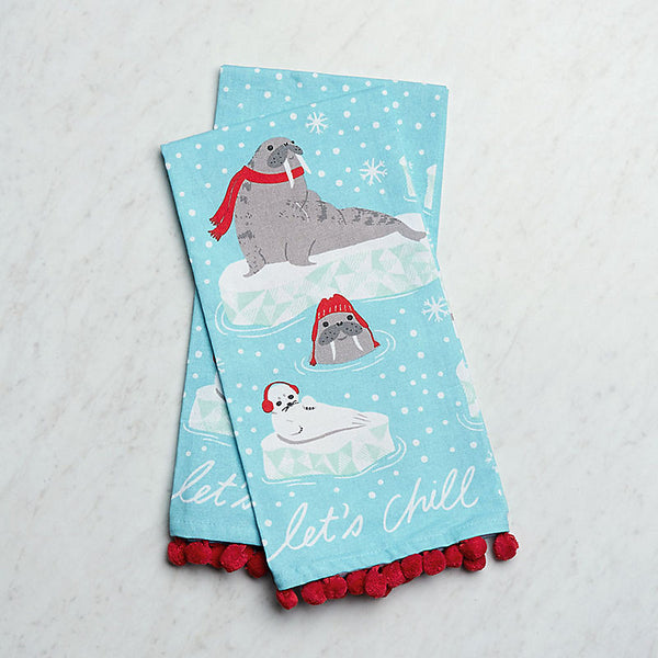 Paper Source Tea Towel Set of 2 Holiday Towels- Arctic Critters
