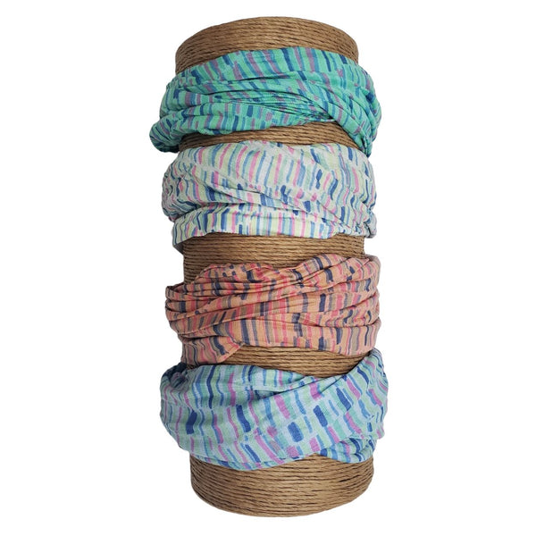 Bamboo Trading Company Boho Wide Headbands - Set of 4 Fun Striped Print Headwraps