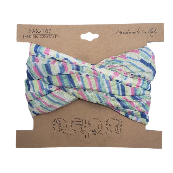 Bamboo Trading Company Boho Wide Headbands - Set of 4 Fun Striped Print Headwraps