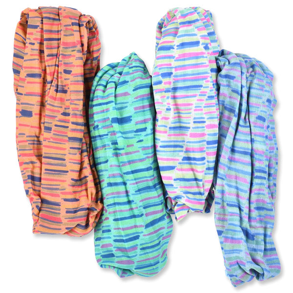 Bamboo Trading Company Boho Wide Headbands - Set of 4 Fun Striped Print Headwraps