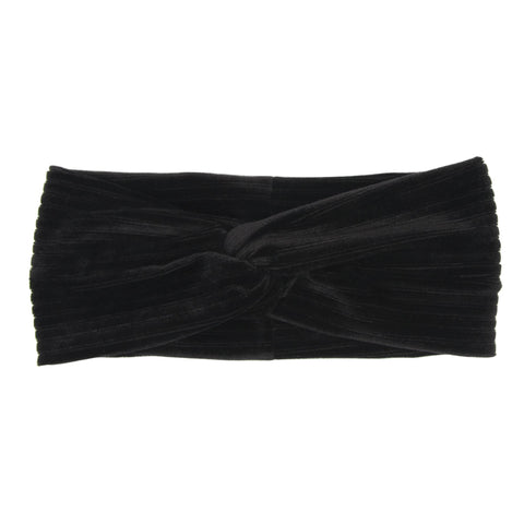 Banded Velvet Twist Knot Headwrap Black Boho Headband