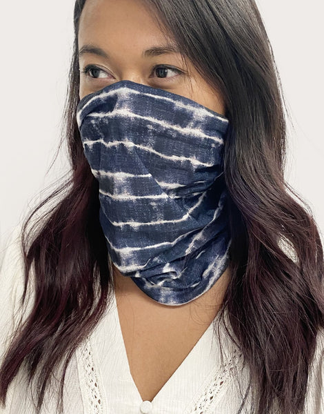 Banded Infinity Headwrap Bandana Blue Shibori Print Headband