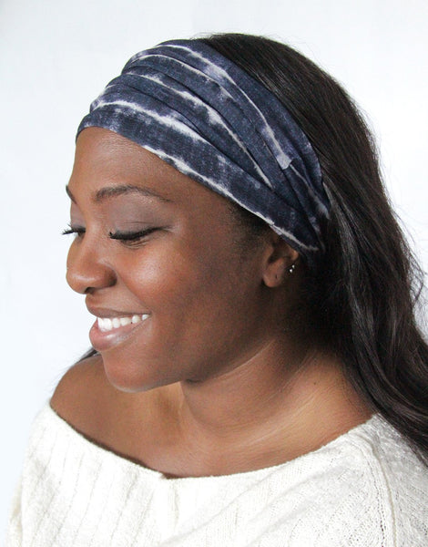 Banded Infinity Headwrap Bandana Blue Shibori Print Headband