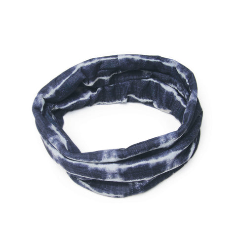 Banded Infinity Headwrap Bandana Blue Shibori Print Headband