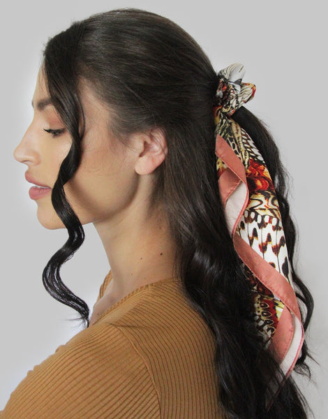 Banded Butterfly Floral Scrunchy Removable Boho Bandana
