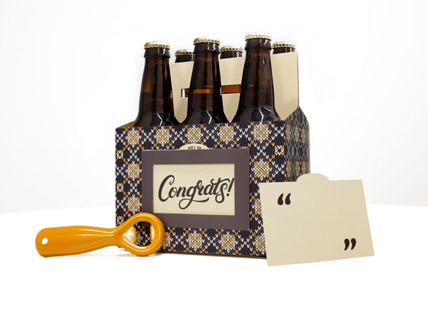 NOD Products Set of 3 Craft Beer Carriers with Attached Bottle Opener & Gift Tag in Pocket -Congrats