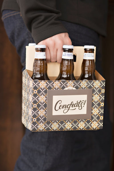 NOD Products Set of 3 Craft Beer Carriers with Attached Bottle Opener & Gift Tag in Pocket -Congrats