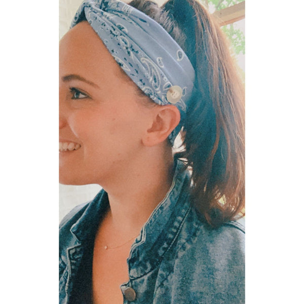 Headbands of Hope Protective Ear Button Headbands for Face Masks - Black Paisley