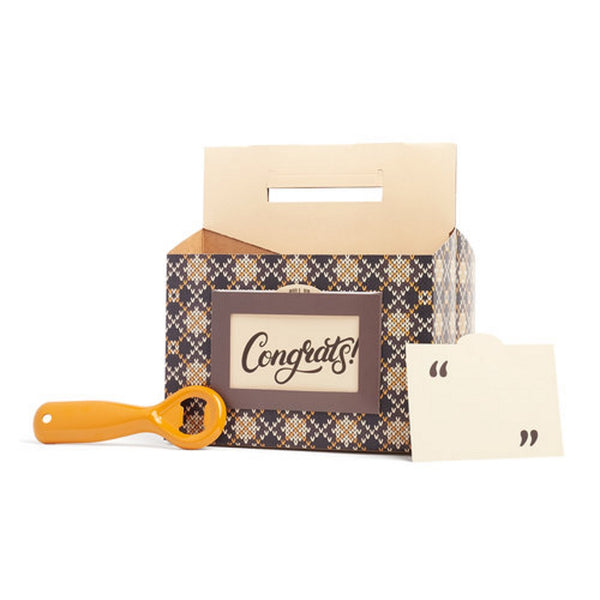 NOD Products Set of 3 Craft Beer Carriers with Attached Bottle Opener & Gift Tag in Pocket -Congrats