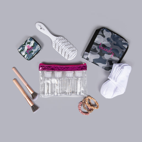 Miamica Camo Pink Travel Expandable Laundry Bag Drawstring