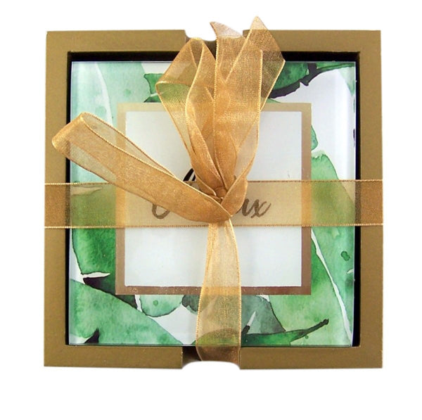 Heartfelt Green Banana Leaves Coaster Set - Happy Hour
