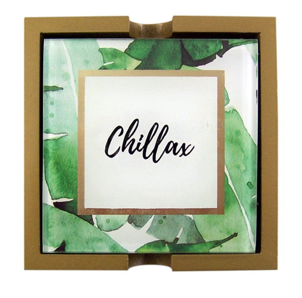 Heartfelt Green Banana Leaves Coaster Set - Happy Hour