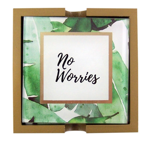 Heartfelt Green Banana Leaves Coaster Set - Happy Hour