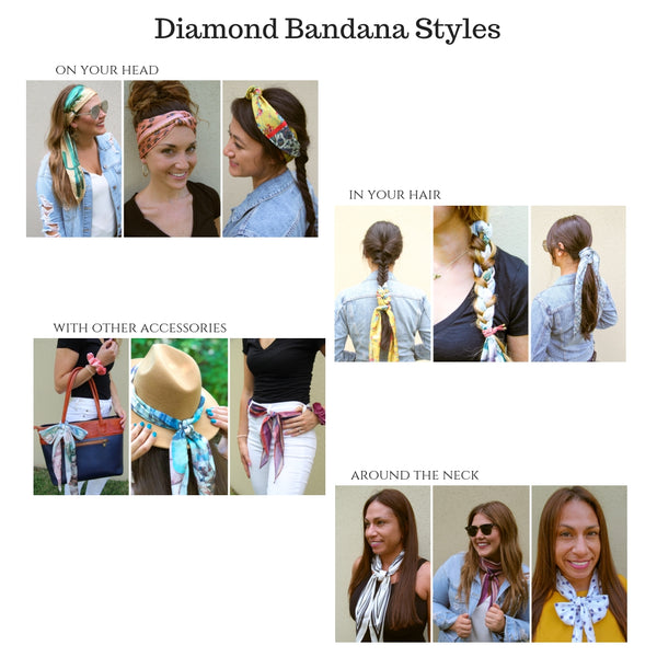 Banded Diamond Bandana Yellow and Green "Desert Spring" 12 Style Headwrap Boho Headband