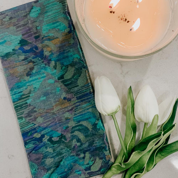 Faceplant Dreams Headband 9" x 10" Headwrap "Aqua Elegance"