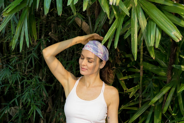 Faceplant Dreams Headband 8.5" x 10" Headwrap "Good Vibes Only" Pastel Pink Purple