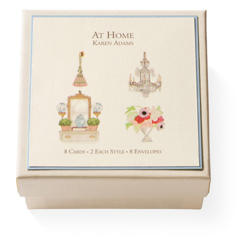 Karen Adams "At Home" Gift Enclosure Box of 8 Assorted Cards with Envelopes