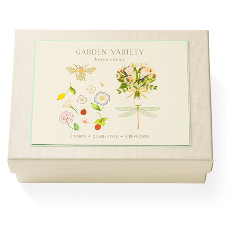 Karen Adams Box of 8 "Variety Garden" Notecards with Matching Envelopes