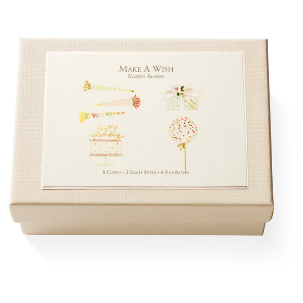 Karen Adams Box of 8 "Make a Wish" Notecards with Matching Envelopes