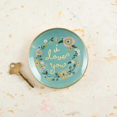 Natural Life Round Glass Tray- I Love You