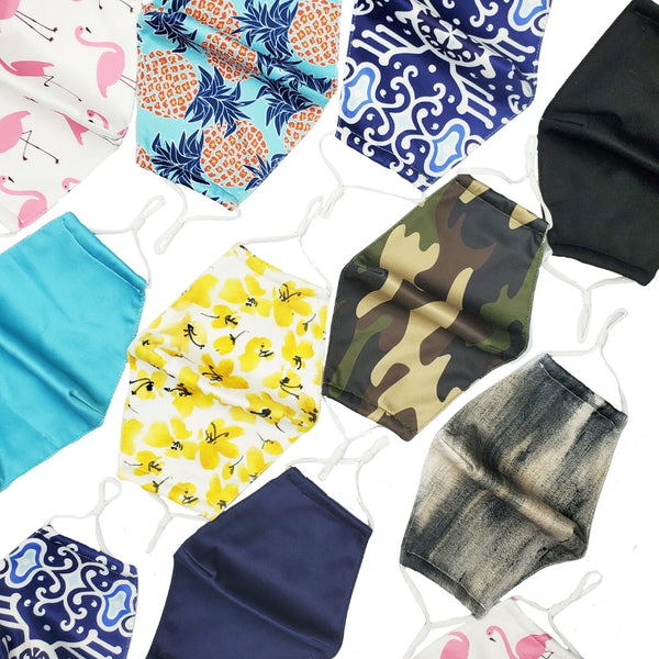 Headbands of Hope Set of 3 Fashion Cloth Face Mask - Camo, Stormy Grey, Solid Black