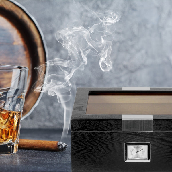 Cigar Humidor with Hygrometer & Humidifier Cedar Storage Box Holds 25-50 Cigars