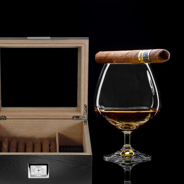 Personalized Cigar Humidor with Hygrometer & Humidifier Box Holds 25-50 Cigars