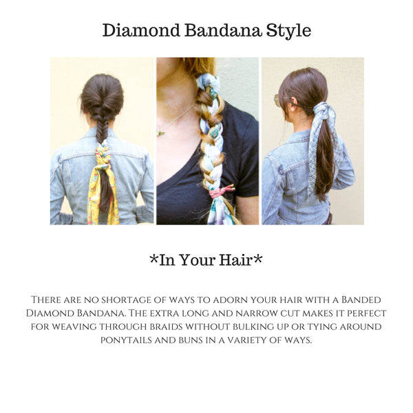 Banded Diamond Bandana Yellow and Green "Desert Spring" 12 Style Headwrap Boho Headband