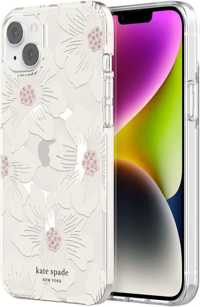 kate spade new york Protective Hardshell Case Compatible with MagSafe for Apple iPhone 14 Plus - Hollyhock Floral Clear