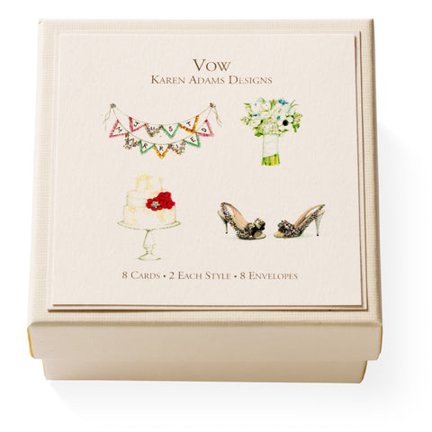 Karen Adams "Vow" Gift Enclosure Box of 8 Assorted Cards with Envelopes