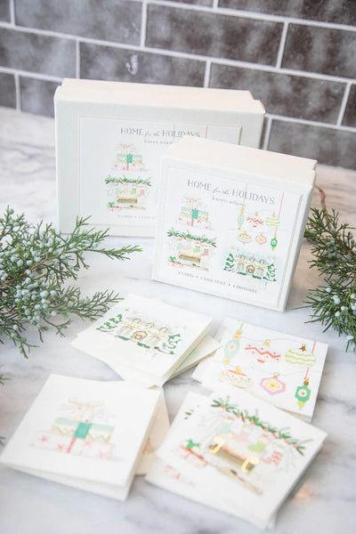 Karen Adams "Home for the Holidays" Gift Enclosure Box of 8 Assorted Cards with Envelopes