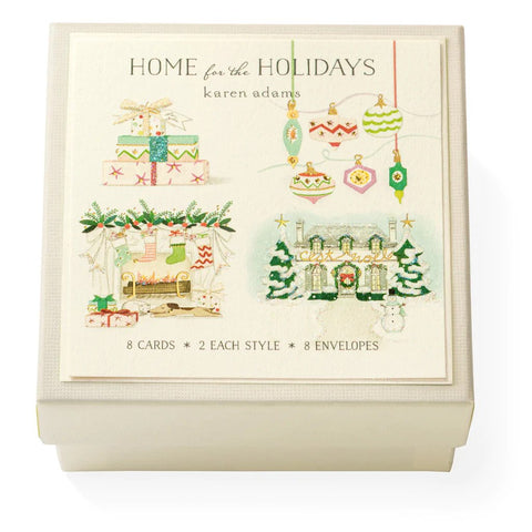 Karen Adams "Home for the Holidays" Gift Enclosure Box of 8 Assorted Cards with Envelopes