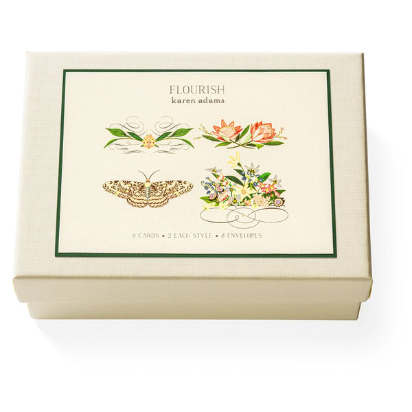 Karen Adams Box of 8 "Flourish" with Matching Envelopes