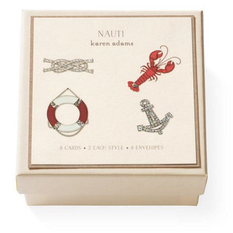 Karen Adams "Nauti" Gift Enclosure Box of 8 Assorted Cards with Envelopes