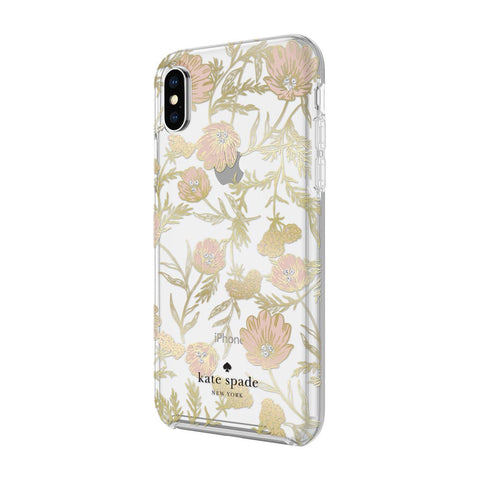 Kate Spade New York iPhone X Case - Multi Blossom Pink/Gold with Gems