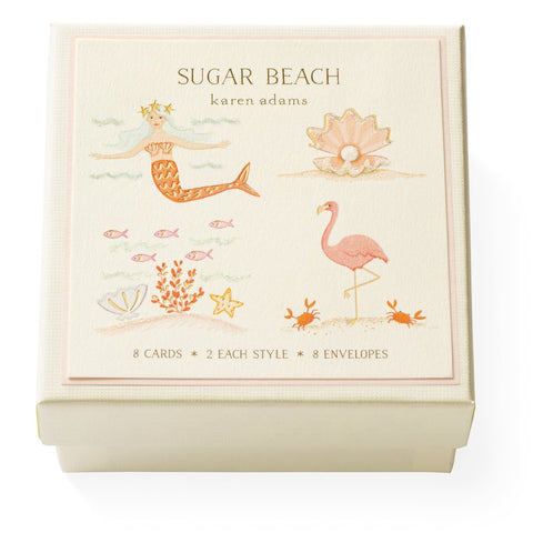 Karen Adams Sugar Beach Gift Card Enclosure Box of 8 Assorted Cards with Envelopes
