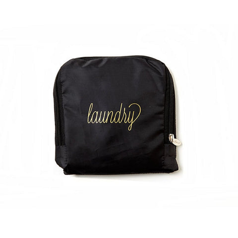 Miamica Black & Gold Travel Expandable Laundry Bag Drawstring