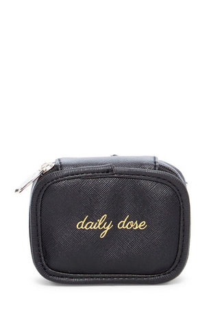 Miamica Black Saffiano and Gold "daily dose" Pill Case