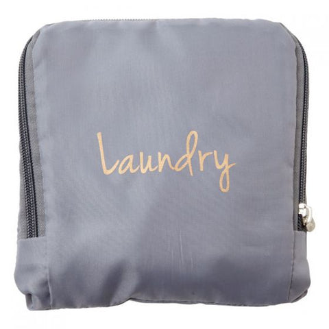 Miamica Grey & Gold "Laundry" Travel Expandable Laundry Bag
