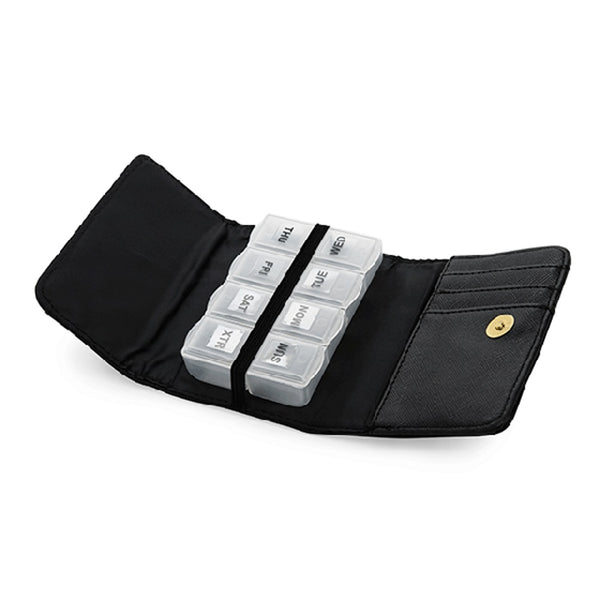 Miamica Women's Snap Pill Case - Black Saffiano