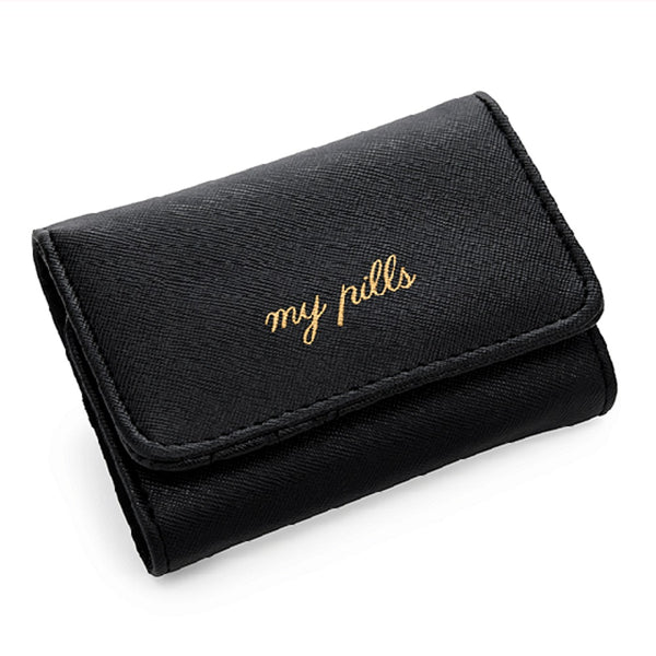 Miamica Women's Snap Pill Case - Black Saffiano