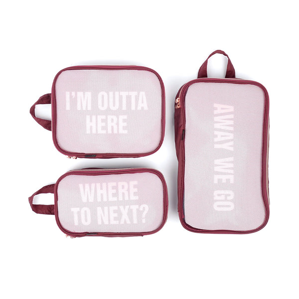 Miamica Packing Cubes Set of 3 - Burgundy