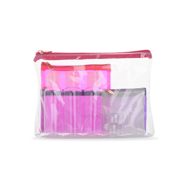 Miamica TSA Compliant Carry On Case Assorted Bottles - Pink