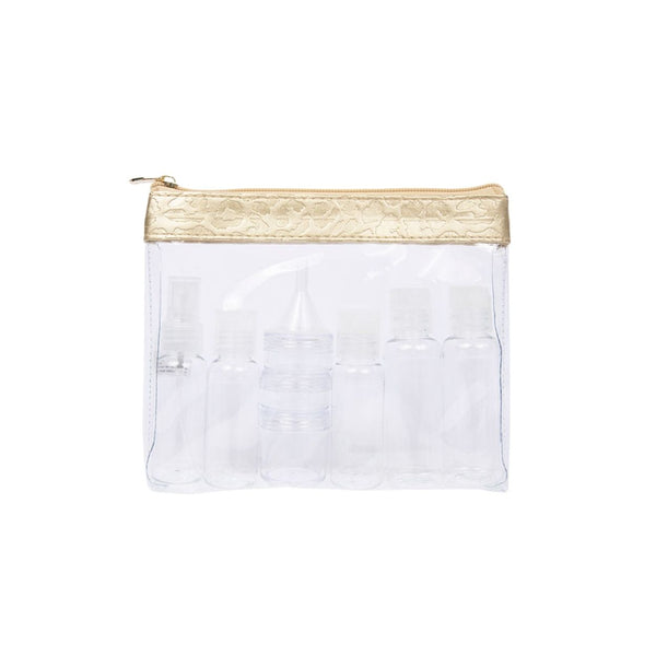 Miamica TSA Compliant Carry On Case Assorted Bottles -Gold Leopard