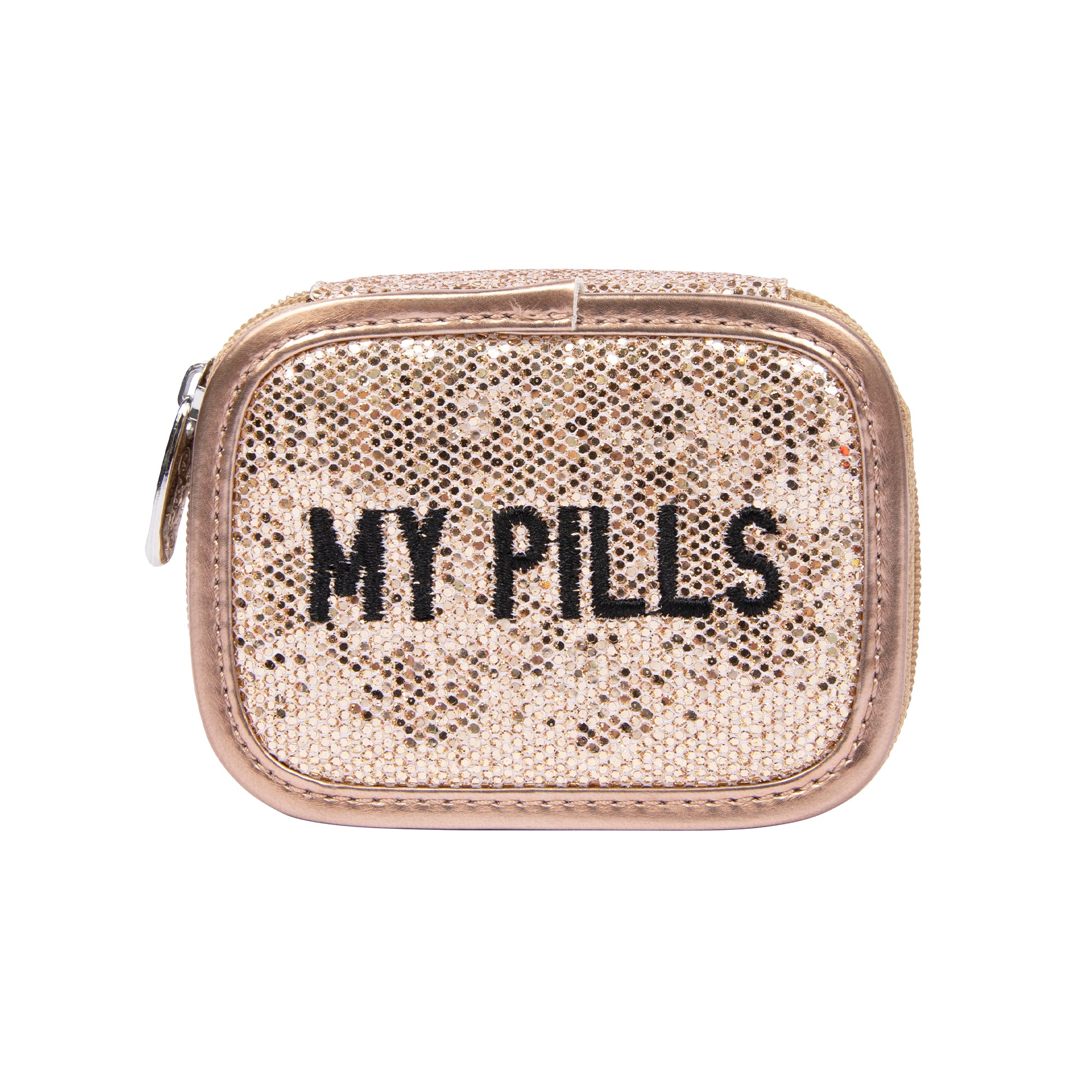 Miamica Gold Glitter My Pills Travel Pill Organizer Case