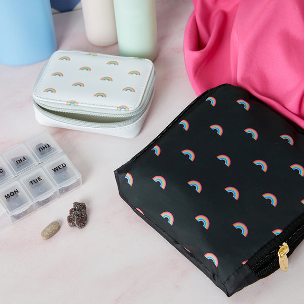 Miamica Black with Mini Rainbows Print Travel Expandable Laundry Bag Drawstring